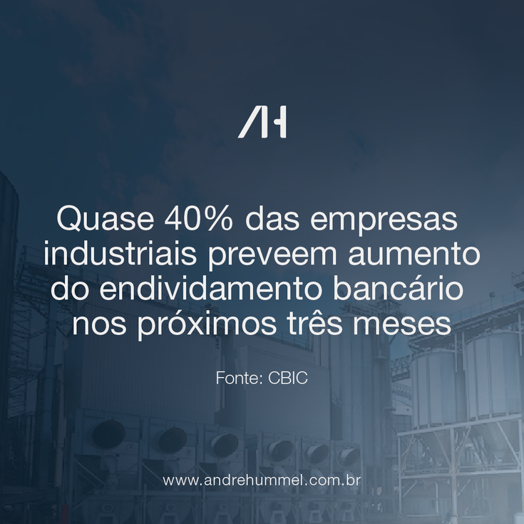 Quase 40% das empresas industriais preveem aumento do endividamento bancário nos próximos três meses