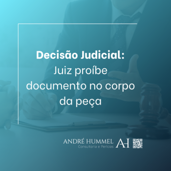 Decisão Judicial: Juiz proíbe documento no corpo da peça